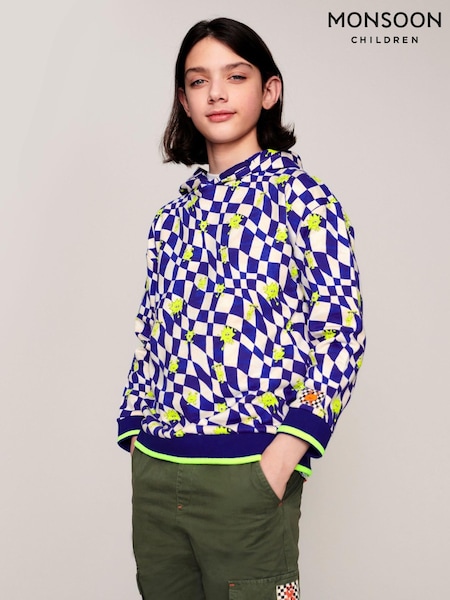 Monsoon Blue Checkerboard Monster Hoodie (N27486) | 29 QAR - 33 QAR