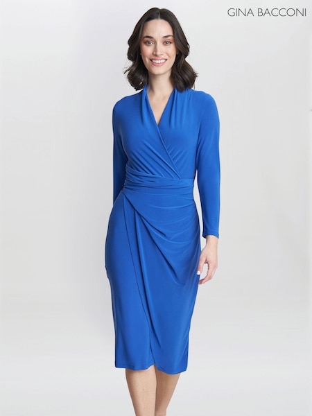 Gina Bacconi Blue Gloria Jersey Wrap Dress (N27542) | €158