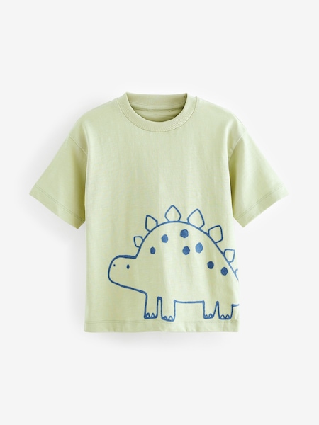 Lime green dinozaver - 100% Cotton Short Sleeve Character T-Shirt (3mths-7yrs) (N27556) | € 4 - € 7