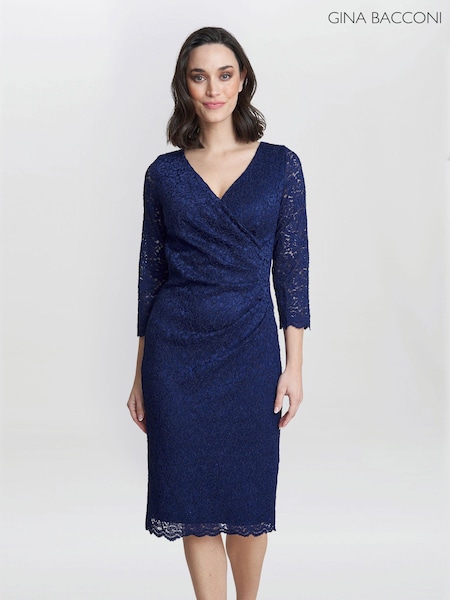 Gina Bacconi Blue Melody Lace Wrap Dress (N27584) | €119
