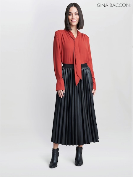 Gina Bacconi Red Shelby Pussy Bow Blouse (N27591) | €60