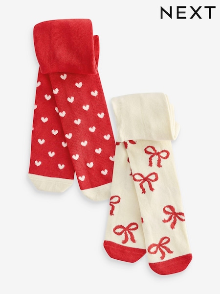 Rot, Schleife und Herzen - Baby Tights 2 Pack (0-18mths) (N27678) | 9 €