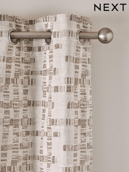 Champagne Gold Lustre Jacquard Eyelet Lined Curtains (N27684) | $130 - $274