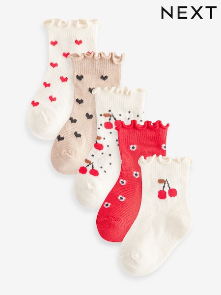 Red Cherry Baby Socks 5 Pack (0mths-2yrs) (N27685) | BGN 21