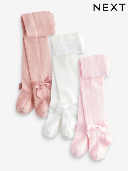 Pinks & Cream Baby Bow Tights 3 Pack (0mths-2yrs) (N27688) | AED46