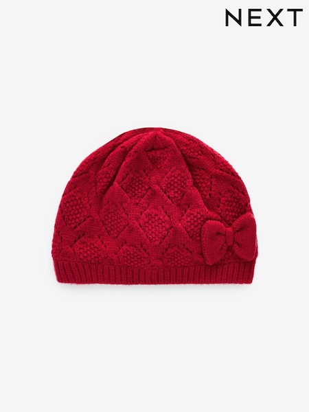 Красный - Baby Pointelle Knitted Beanie (0mths-2yrs) (N27698) | €6