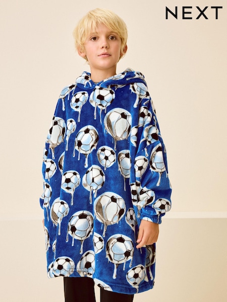 Cobalt Blue Football Fleece Hooded Blanket (3-16yrs) (N27754) | € 14 - € 20