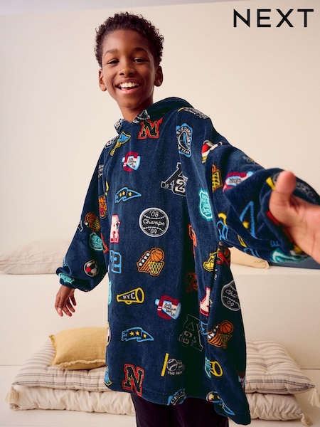 Navy Blue Varsity Fleece Hooded Blanket (3-16yrs) (N27756) | € 14 - € 20
