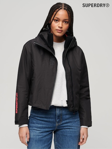 Superdry Black Hooded Embroidered SD Windbreaker Jacket (N27761) | €64