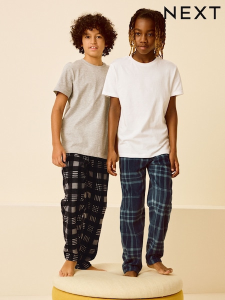Blau/Schwarz kariert - Fleece Pyjama Bottoms 2 Pack (3-16yrs) (N27789) | 14 € - 21 €