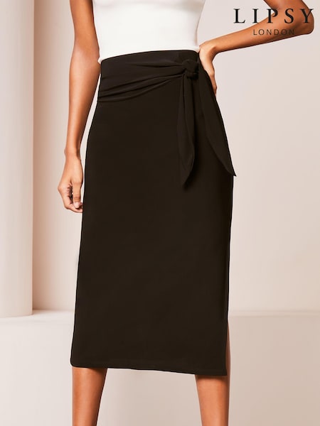 Lipsy Black Petite Wrap Midi Skirt (N27813) | € 10