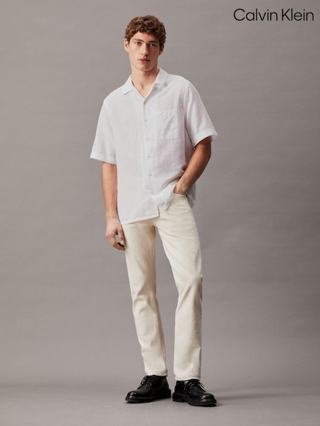 Calvin Klein White Linen Cuban Shirt (N27849) | €51