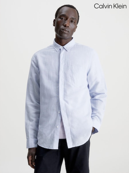 Calvin Klein Blue Regular Linen Cotton Shirt (N27902) | €56