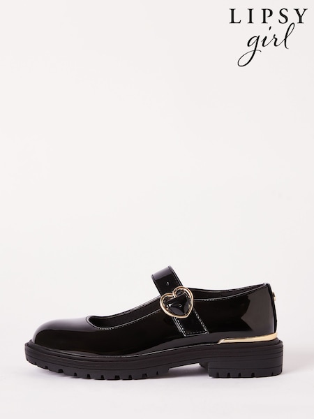 Lipsy Black Faux Leather Chunky Patent Mary Jane School Shoe (N27972) | AED80 - AED91