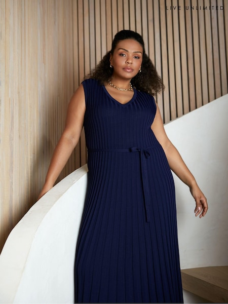 Live Unlimited Blue Curve Knitted Rib Dress (N27983) | €63