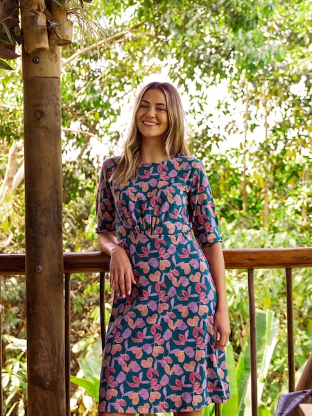 Weird Fish Blue Cassandra Organic Printed Jersey Swing Dress (N28069) | €27