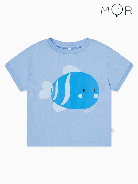 MORI Blue Organic Cotton and Bamboo Short Sleeve Whale T-Shirt (N28175) | €12.50 - €13