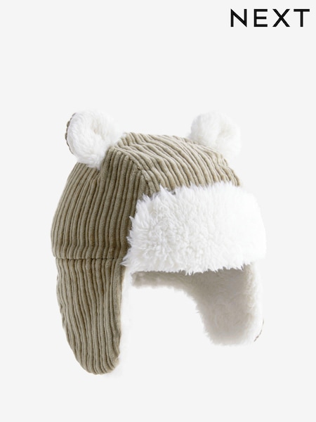 Khaki Green Corduroy Baby Trapper Hat (0mths-2yrs) (N28198) | $13