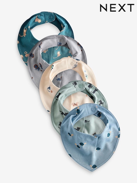 Albastru turcoaz - 5 Pack Dribble Baby 100% Cotton Bibs (N28216) | 82 LEI