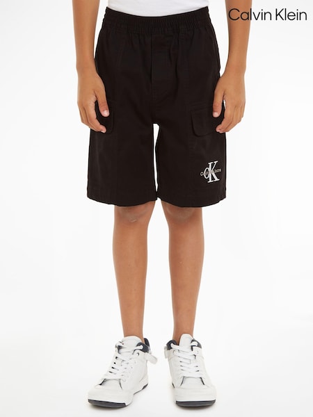 Negru - Pantaloni scurți cargo cu logo Calvin Klein (N28229) | 358 LEI