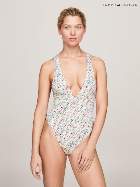 Tommy Hilfiger Cream Plunge One Piece Swimsuit (N28268) | €66