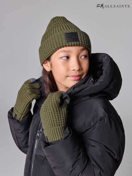 smALLSAINTS Khaki Green Nevada Ribbed Beanie and Gloves Set (N28280) | €37