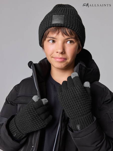 Negru - Set SmallSaints Nevada Striat Căciuliță și Mănuși (N28293) | 135 LEI