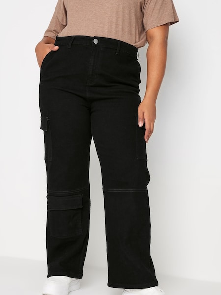 Yours Curve Black Multi Pocket Wide Cargo Trousers (N28319) | €21.50