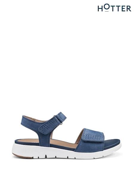 Hotter Blue Wide Fit Saunter Touch Buckle Fastener Sandals (N28427) | €60