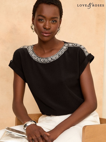 Love & Roses Roll Sleeve T-Shirt (N28457) | 150 LEI