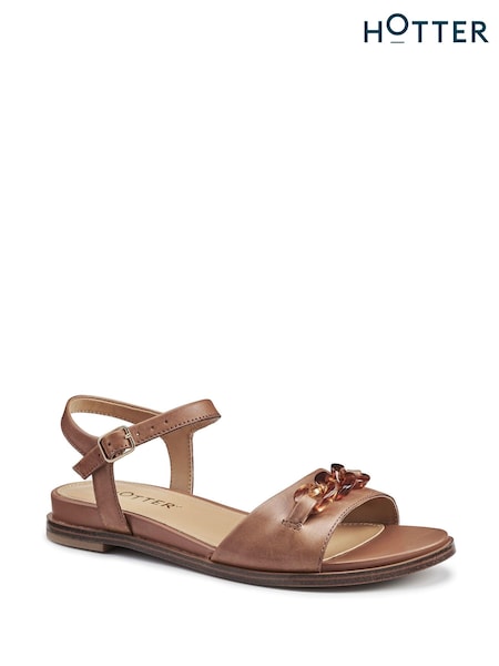 Hotter Tan Brown Wide Fit Modena Buckle Sandals (N28461) | €50