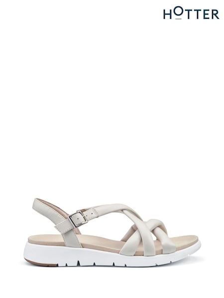 Hotter Cream Wide Fit Seek Touch Fastening Sandals (N28492) | €50