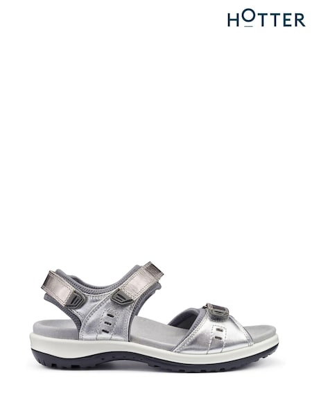 Hotter Grey Walk II Touch Fastening Wide Fit Sandals (N28513) | €126
