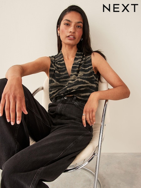 Zebra Print V-Neck Sleeveless Blouse (N28519) | €4