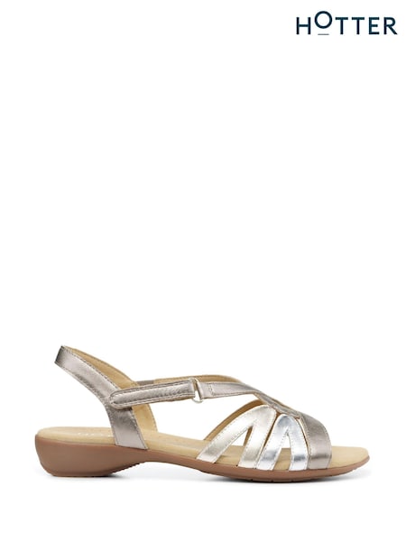 Hotter Silver Flare Touch Fastening Sandals (N28564) | €113