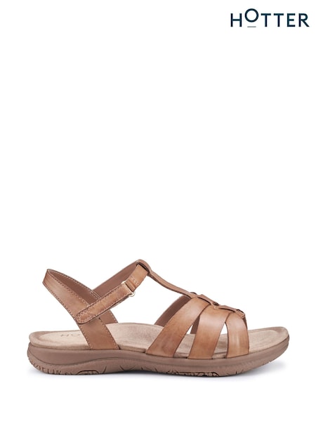 Hotter Brown Wide Fit Rainer Touch-Fastening Sandals (N28578) | €101