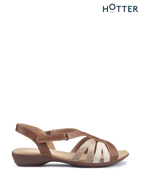 Hotter Brown Flare Touch Fastening Wide Fit Sandals (N28579) | €113