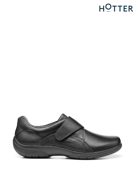 Hotter Black Extra Wide Fit Sugar II Touch Fastening Full Covered Shoes (N28581) | €136