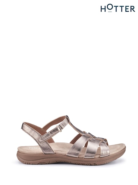 Hotter Silver Wide Fit Rainer Touch-Fastening Sandals (N28623) | €101