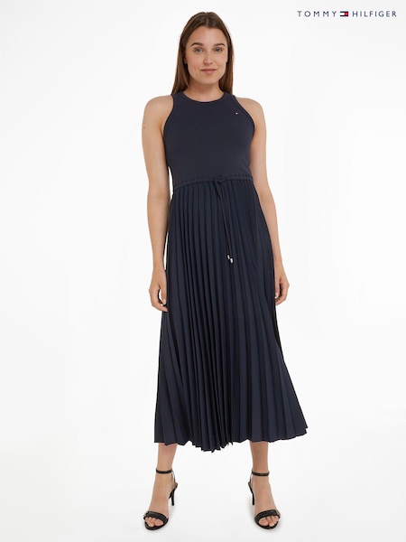 Tommy Hilfiger Blue Rib Tank Pleated Dress (N28641) | €95