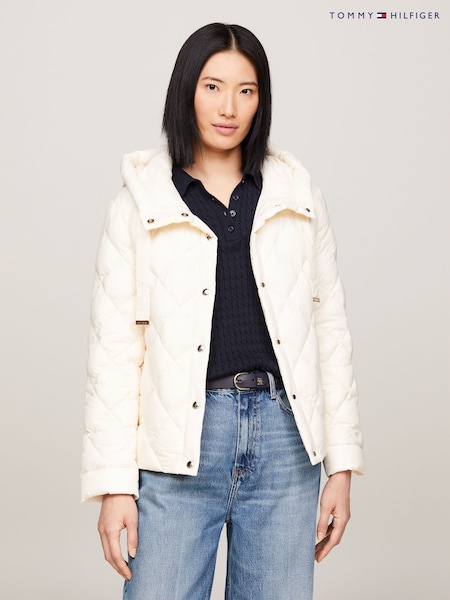 Tommy Hilfiger Cream Lightweight Down Quilted Jacket (N28673) | €114