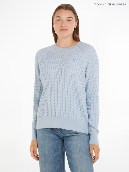 Albastru - Pulover din tricot cablu Tommy Hilfiger (N28686) | 501 LEI