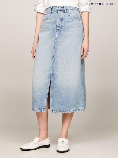Tommy Hilfiger Blue Denim Midi Straight Skirt (N28692) | €82