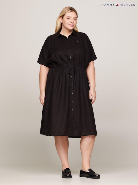 Tommy Hilfiger Curve Linen Black Shirt Dress (N28717) | €95