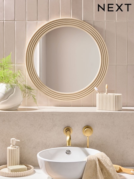 Natural Rib Round Wall Mirror (N28719) | €84