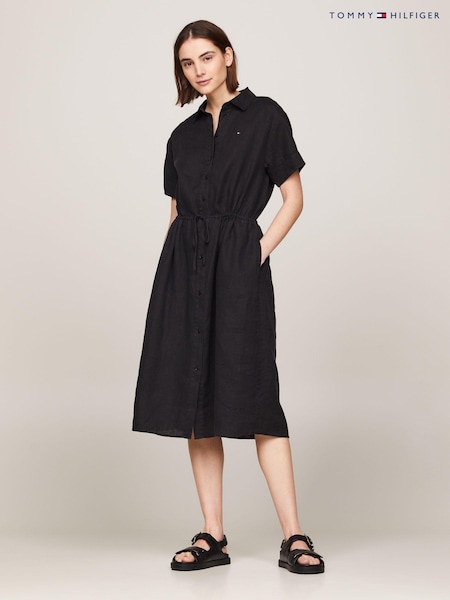 Tommy Hilfiger 100% Linen Midi Shirt Dress (N28724) | 644 LEI