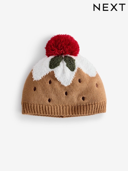 Рождественский пудинг - Baby Knitted Pom Hat (N28820) | €5