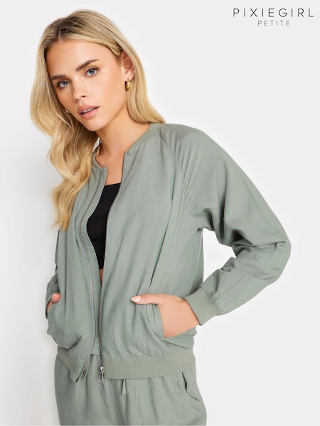 Grün - PixieGirl Bomberjacke aus Leinen in Kurzgröße (N28876) | 52 €