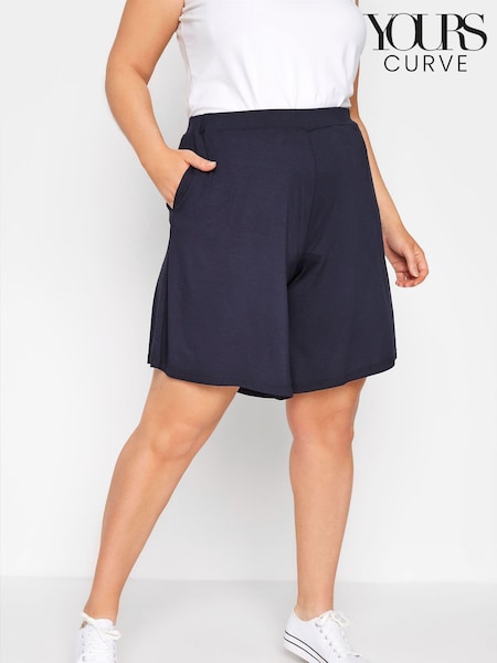 Yours Curve Blue Jersey Shorts (N29002) | €14