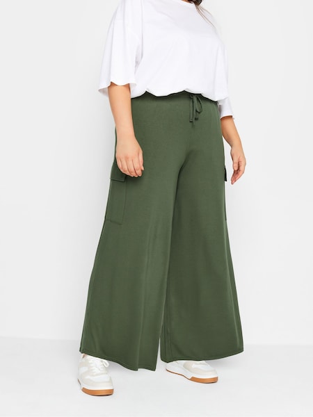 Verde - Pantaloni largi cargo Yours Curve Jerseu (N29055) | 112 LEI